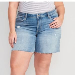 Old Navy Mid Rise O. G. Loose Fit Distressed Cutoff Denim Shorts 18